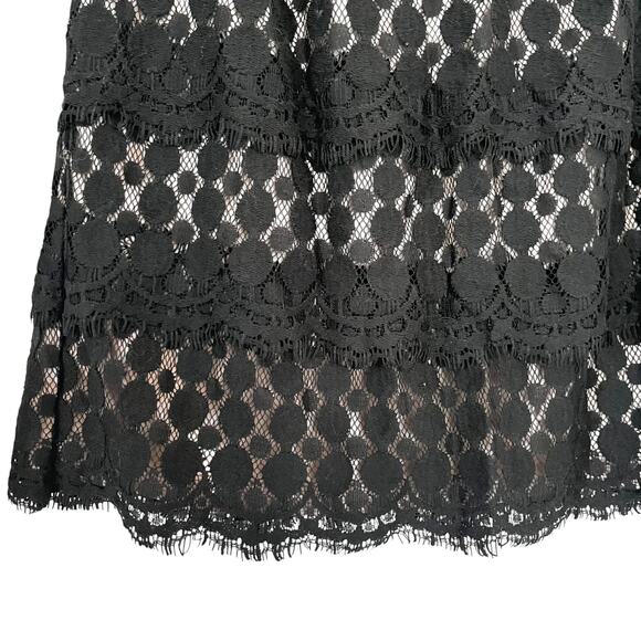Ann Taylor Black Lace Tiered Ruffle Mini Skirt Size 8 NWT - Picture 3 of 7
